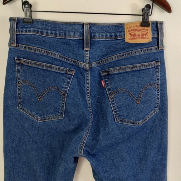 Levi's Wedgie Skinny Jeans Size 31 Blue High Rise Raw Hem Button Fly Ankle - Picture 13 of 13